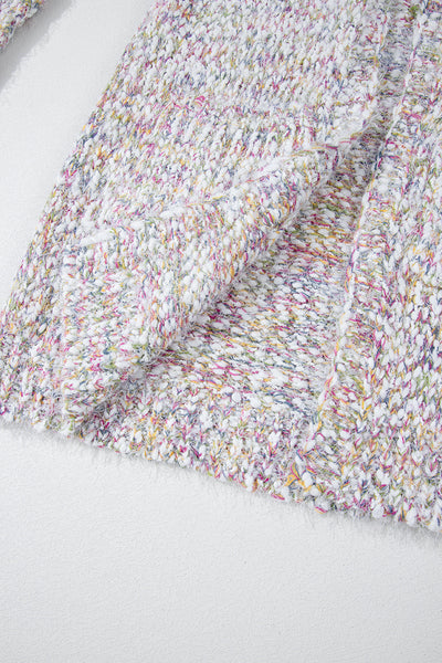 Stylish Women's Multicolor Yellow Confetti Knit Cardigan - Open Front, Perfect Layering Piece for Any Outfit