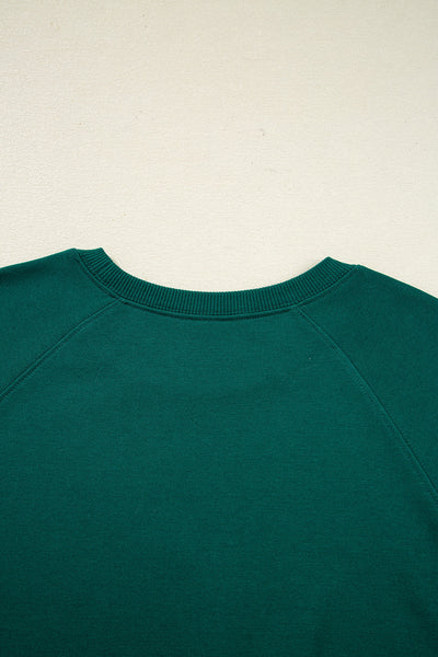 Women's Sea Green Pullover and Varsity Stripe Drawstring Pants Set - Comfy Casual Loungewear for Relaxed Style