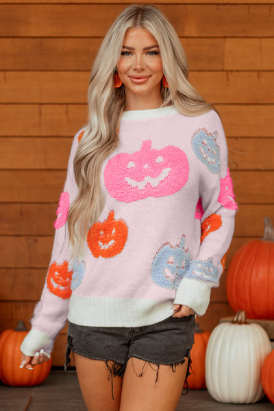 Vibrant Orange Cozy Pumpkin Sweater for Women - Trendy Relaxed Fit Autumn Knit Jumper for Stylish Fall Looks