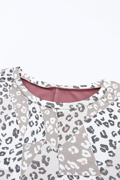Trendy Women's Leopard Print Patchwork Blouse - Casual Chic Top for Everyday Fashion and Effortless Style