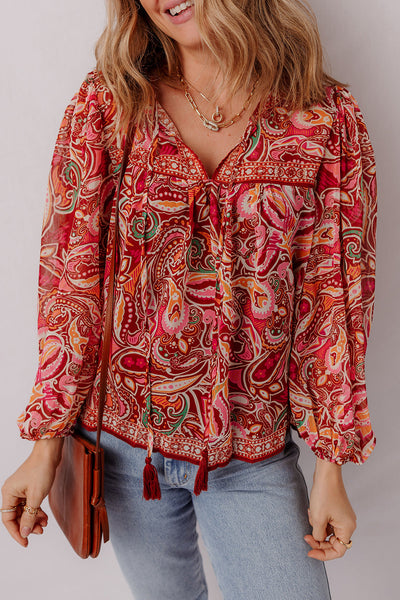 Chic Women's Lightweight Paisley Print Blouse - Elegant Top for Casual and Office Style, Perfect Fit for Everyday Wear
