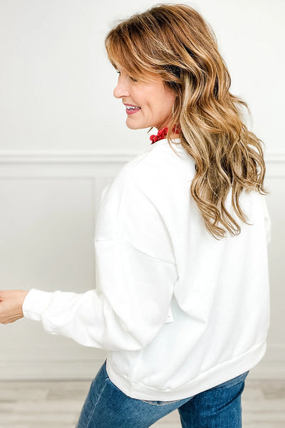 Cozy Women's White Plaid Christmas Sweatshirt for Festive Holiday Style and Comfortable Vacation Wear