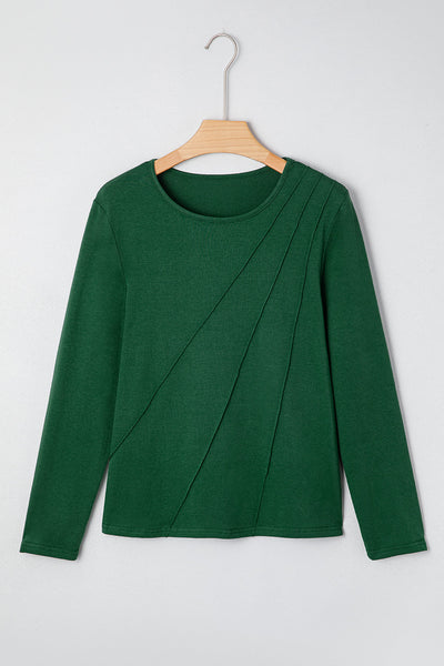 Women's Evergreen Asymmetric Pleated Long Sleeve Top