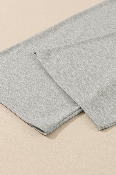 Women's Heather Gray Wide-Leg Cotton Blend Drawstring Sweatpants