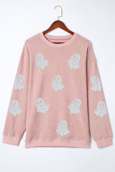 Cozy Women's Pink Halloween Sweatshirt - Trendy Fall Style for Festive Celebrations and Seasonal Comfort