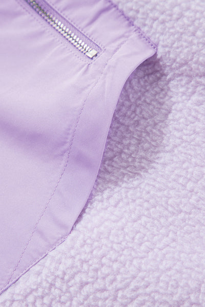 Cozy Women's Lavender Fuzzy Hoodie with Zipped Pockets and Drawstring for Casual Chic Comfort