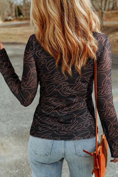 Trendy Women's Lightweight Black Long Sleeve Mesh Top - Elegant Style, Perfect for Layering or Wearing Solo