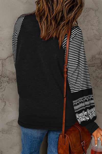 Stylish Women's Black Long Sleeve Top - Comfortable Fit for Casual Outings and Effortless Layering