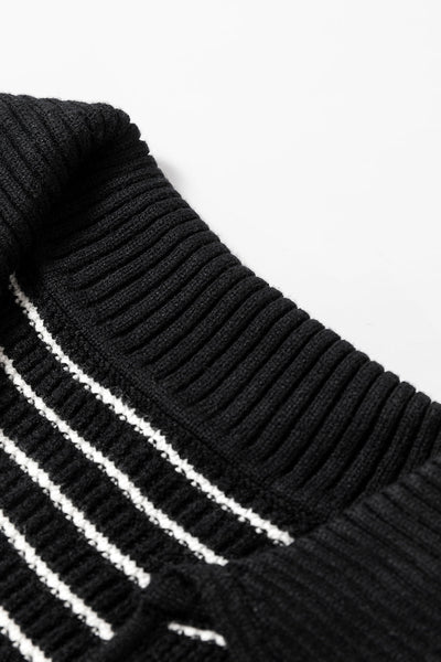 Chic Women's Black Striped V-Neck Sweater Tank Top - Stylish & Comfortable for Effortless Casual Looks