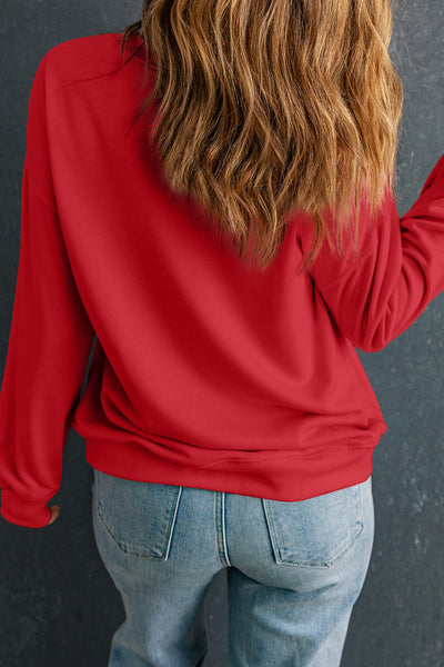 Women's Red Sequin Christmas Tree Graphic Sweatshirt for Women