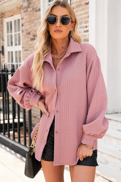Women's Sepia Rose Cable Knit Button-Down Shacket