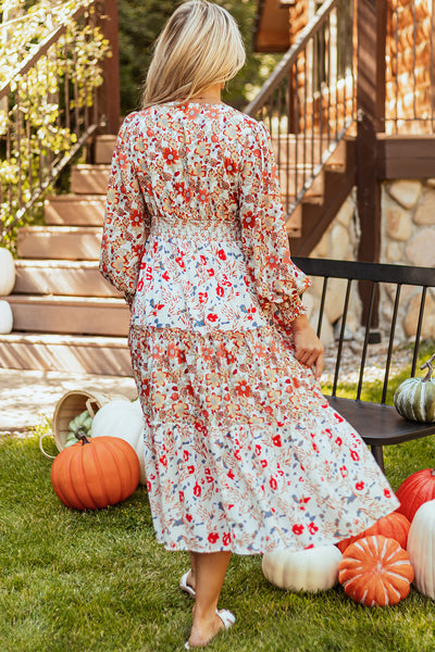 Elegant Floral Print Long Sleeve Dress for Women - Flattering Fit Perfect for Casual & Formal Events
