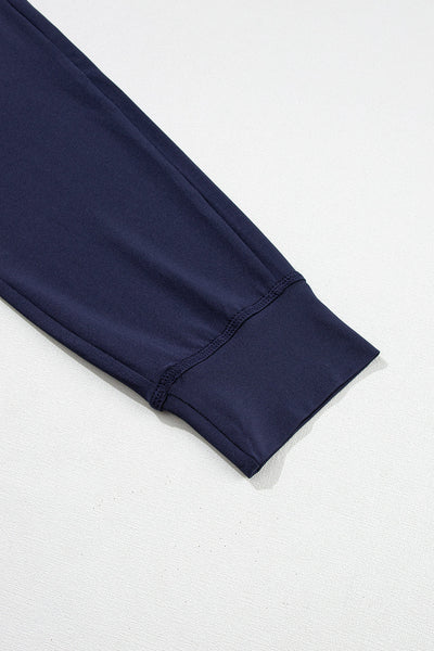 Women's Comfortable Navy Blue Drawstring Joggers with Elastic Waist and Pockets for Casual Everyday Style