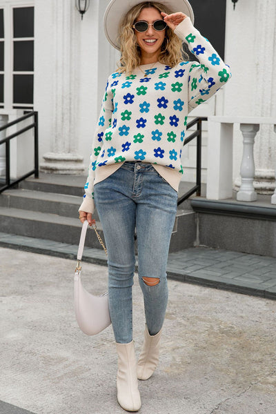 Cozy Pastel Floral Knit Sweater for Women Chic, Stylish Design Perfect for Every Season and Occasion