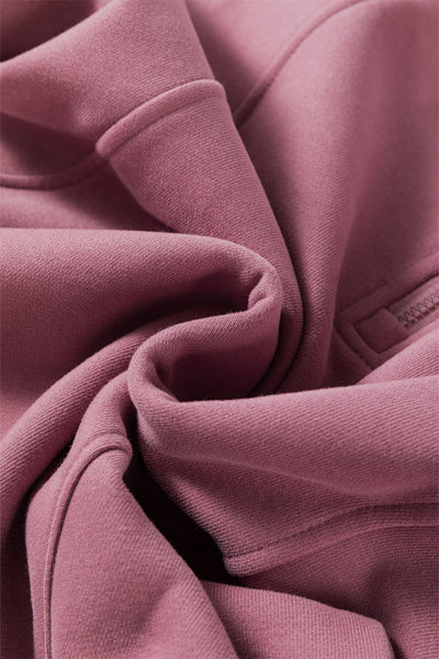 Cozy Fuchsia Women's Drop Shoulder Sweatshirt with Zipped Neck - Casual Everyday Style for Effortless Comfort