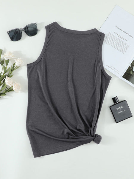 Loose Fit Women'S Slogan Printed Sleeveless Top