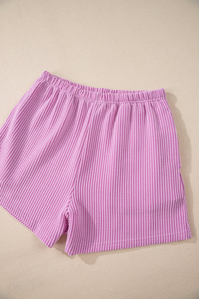 Women's Cozy Phalaenopsis Long Sleeve Knit Top & High-Waist Shorts Set - Stylish Loungewear for Casual Outings