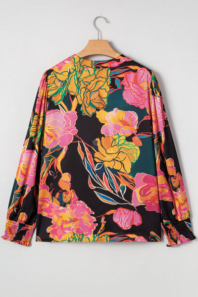 Women's Lightweight Floral Print Blouse - Casual Short Sleeve Top for Spring & Summer Style