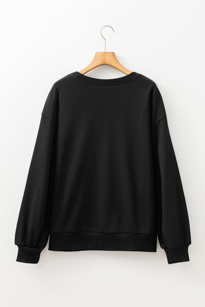 Chic Women's Black Rhinestone Pullover Sweatshirt - Sparkling Casual Style for Effortless Comfort and Trendy Looks