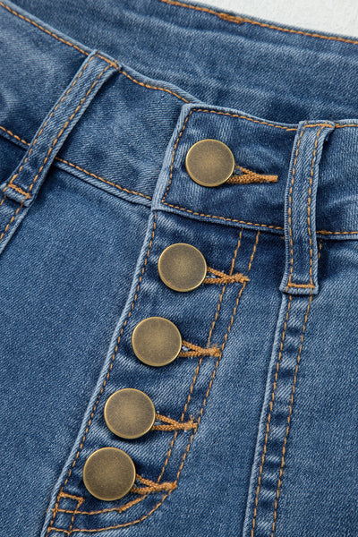 Chic Women's High Waist Blue Jeans - Flattering Fit for Everyday Comfort & Trendy Casual Looks