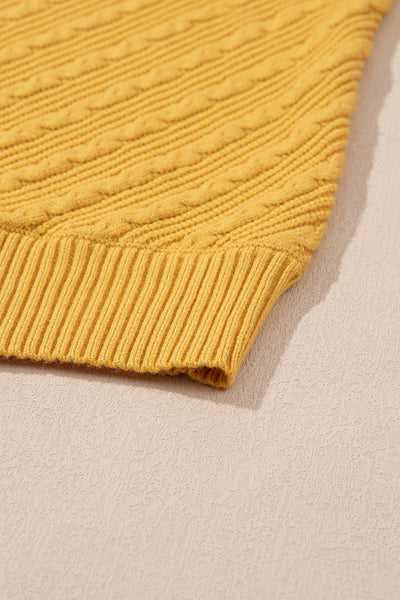 Women's Ginger High Neck Cable Texture Knit Sweater with Drop Shoulders