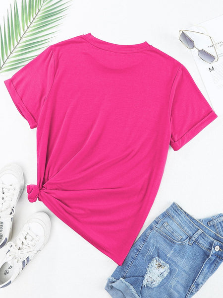 Rose Red Sequin Embellished Baseball Theme Tee