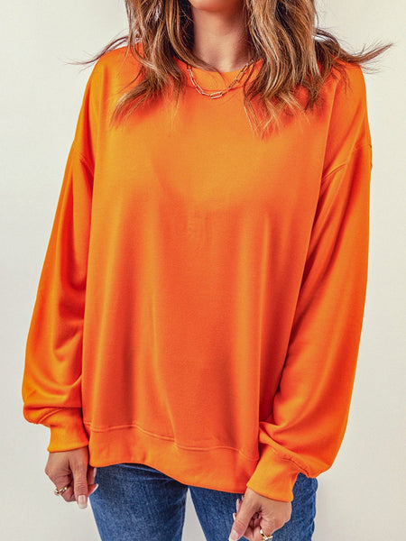 Cozy Orange Crewneck Pullover Sweatshirt