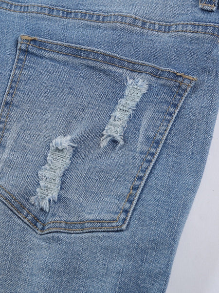 Lace-Up Denim Shorts, Distressed, American Flag