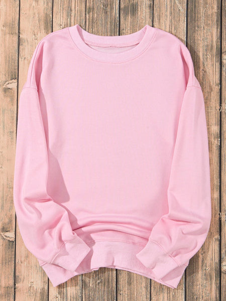 Cozy Pink Crew Neck Long Sleeve Sweatshirt
