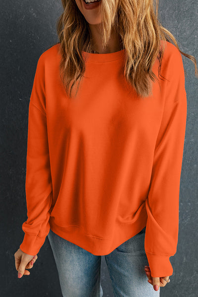 Women's Cozy Orange Classic Crewneck Sweatshirt - Casual Fit for Effortless Everyday Comfort and Style