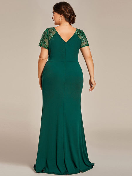 Sequin V-Neck Mother of the Bride Dress