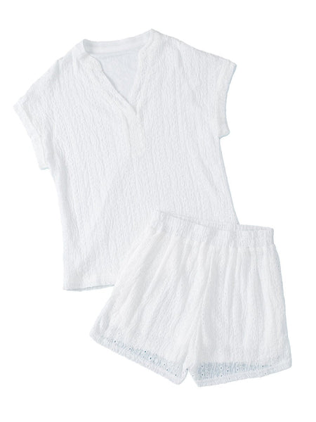 V-Neck Button Short-Sleeved T-Shirt