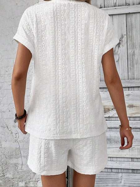 V-Neck Button Short-Sleeved T-Shirt