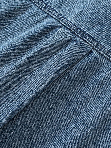 Denim Fluttery Ruffled Top with Button Front Detail