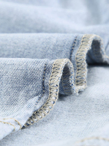 Women's Retro Short Sleeve Denim Midi Shirt Dress