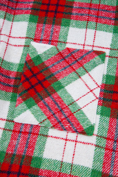 Cozy Women's Red Plaid Flannel Shacket for Holiday Gatherings, Casual Style, Perfect Fit for Christmas Celebrations