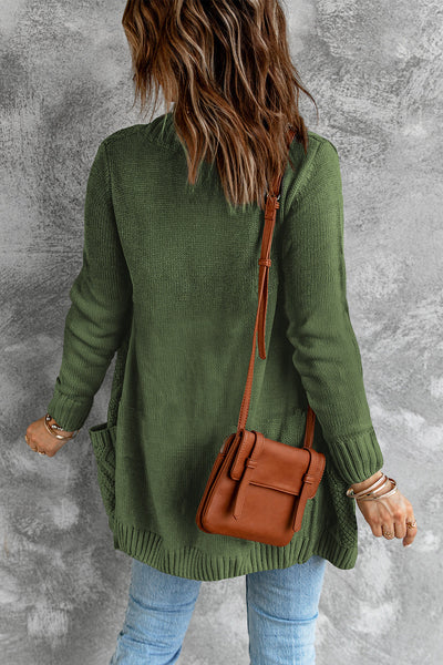 Cozy Women's Green Cardigan with Button Closure and Pockets  Stylish Layering Essential for Every Occasion