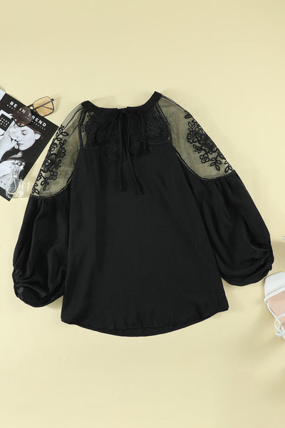 Chic Women's Black Lace Blouse - Elegant Fashion Top for Weddings, Formal Events, and Special Occasions