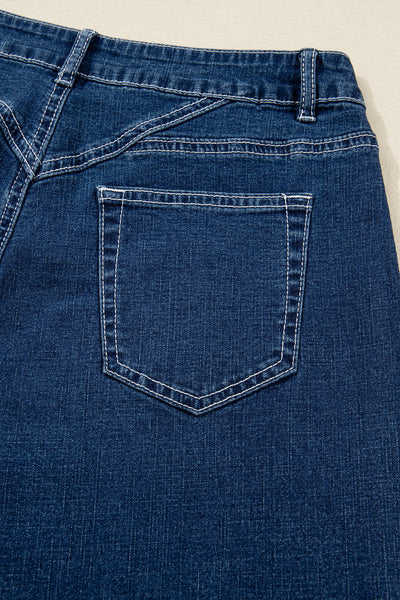 Women's Sail Blue High-Waisted Wide Leg Western Jeans