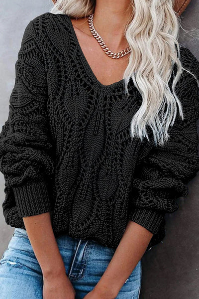 Trendy Women's Lightweight Hollow Out Sweater - Cozy Knit Pullover for Stylish Fall Layers and Everyday Comfort