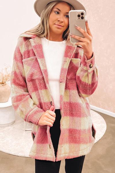 Plaid woolen coat coat thick coat for women
