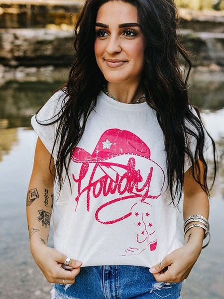 Diamond Print White T-Shirt With Hot Rhinestone Detail And Loose Fit