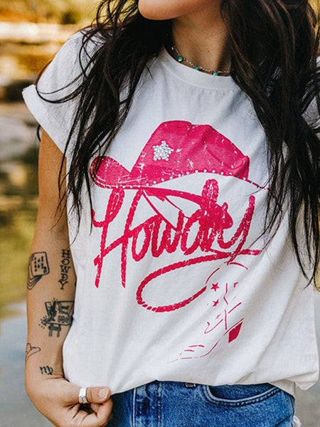 Diamond Print White T-Shirt With Hot Rhinestone Detail And Loose Fit
