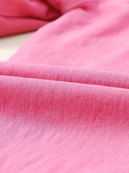 Women's Distressed Pink Denim Overall with Wide Leg