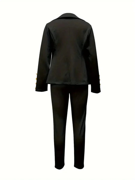 women's sophisticated pink double-breasted blazer and slim pants set made for easy styling and wardrobe coordination, with premium-like structure and