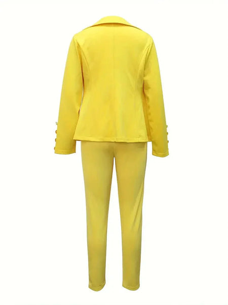 Women's Double-breasted Blazer and Pants Set with practical styling and dependable silhouette control.