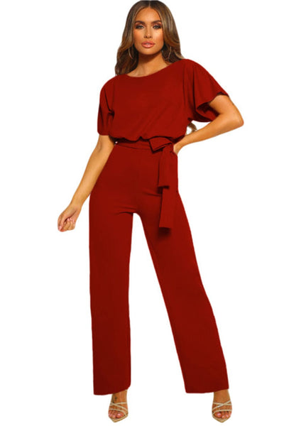 Women's Off-Shoulder Wide Leg Jumpsuit with 3/4 Sleeves
