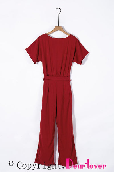 Women's Off-Shoulder Wide Leg Jumpsuit with 3/4 Sleeves