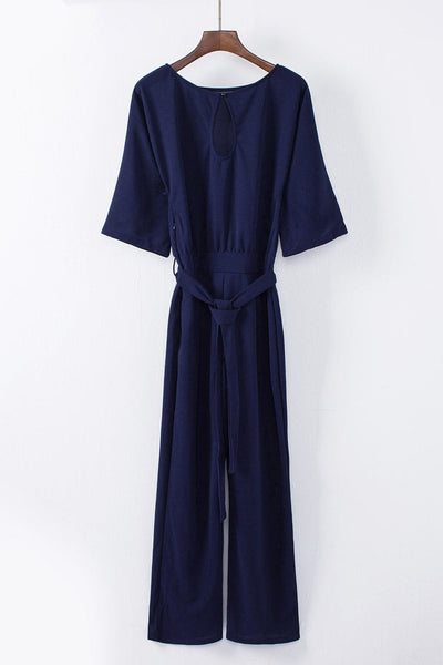 Women's Off-Shoulder Wide Leg Jumpsuit with 3/4 Sleeves