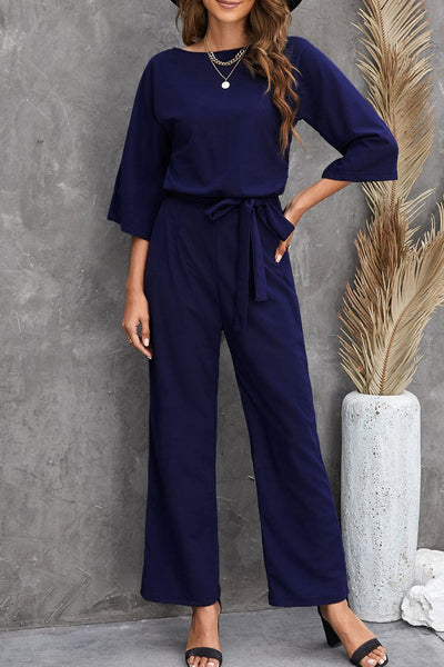 Women's Off-Shoulder Wide Leg Jumpsuit with 3/4 Sleeves